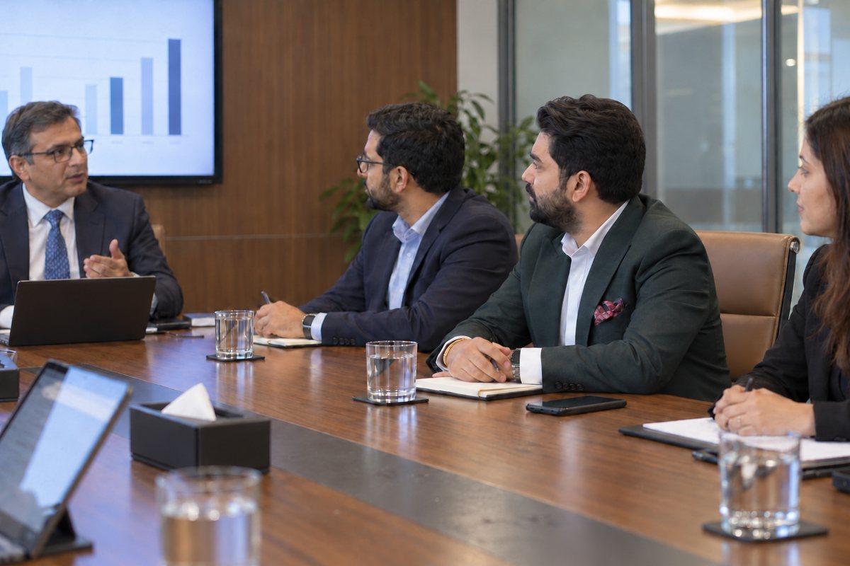 Sepehr Parsa in a working session around a boardroom table